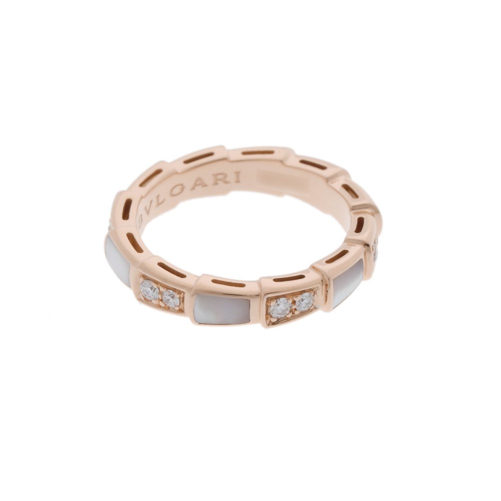 BVLGARI Serpenti Viper Diamond Shell #49 Size 9 Women's 18K Pink Gold PG Ring A - Picture 6 of 10